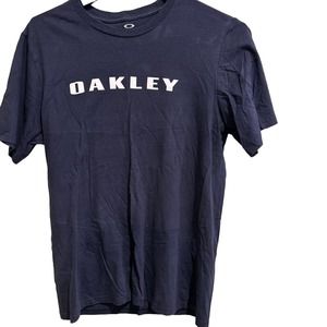 Oakley Blue T Shirt Top Crewneck Short Sleeve Spell Out Logo Medium Mens